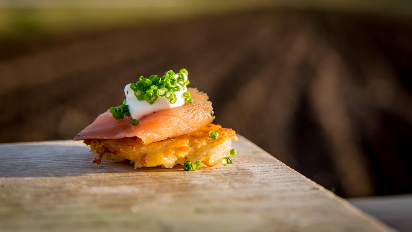 Potato Latkes With Gravlax And Creme Fraiche Foodterra